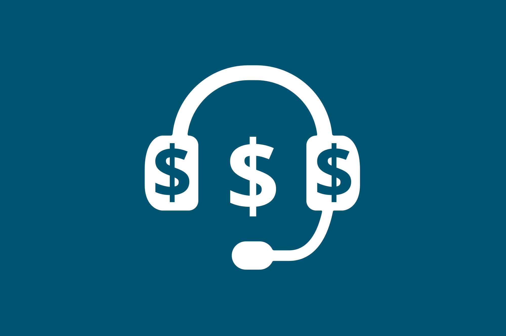 Dollar icons with headphones portray What To Look For When Evaluating Phone Answering Service Rates