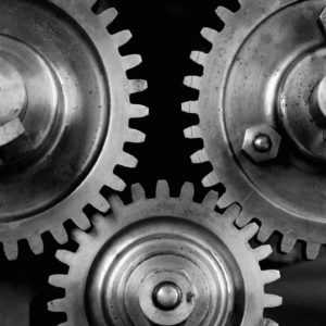 Gearwheels as the symbol of Centratel Telephone Answering Service business machinery