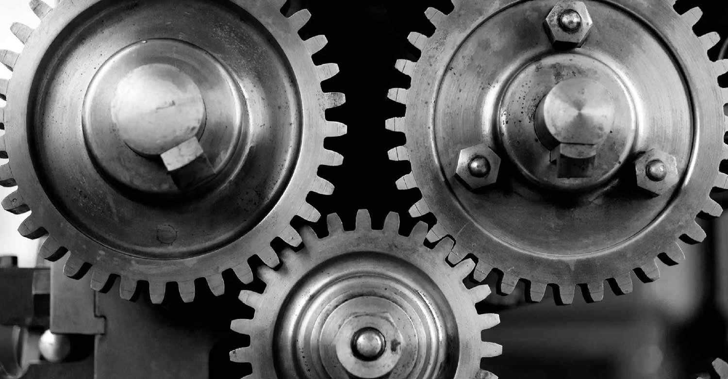 Gearwheels as the symbol of Centratel Telephone Answering Service business machinery