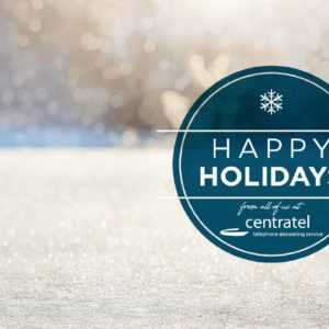 A happy holiday winter season badge from Centratel Telephone Answering Service