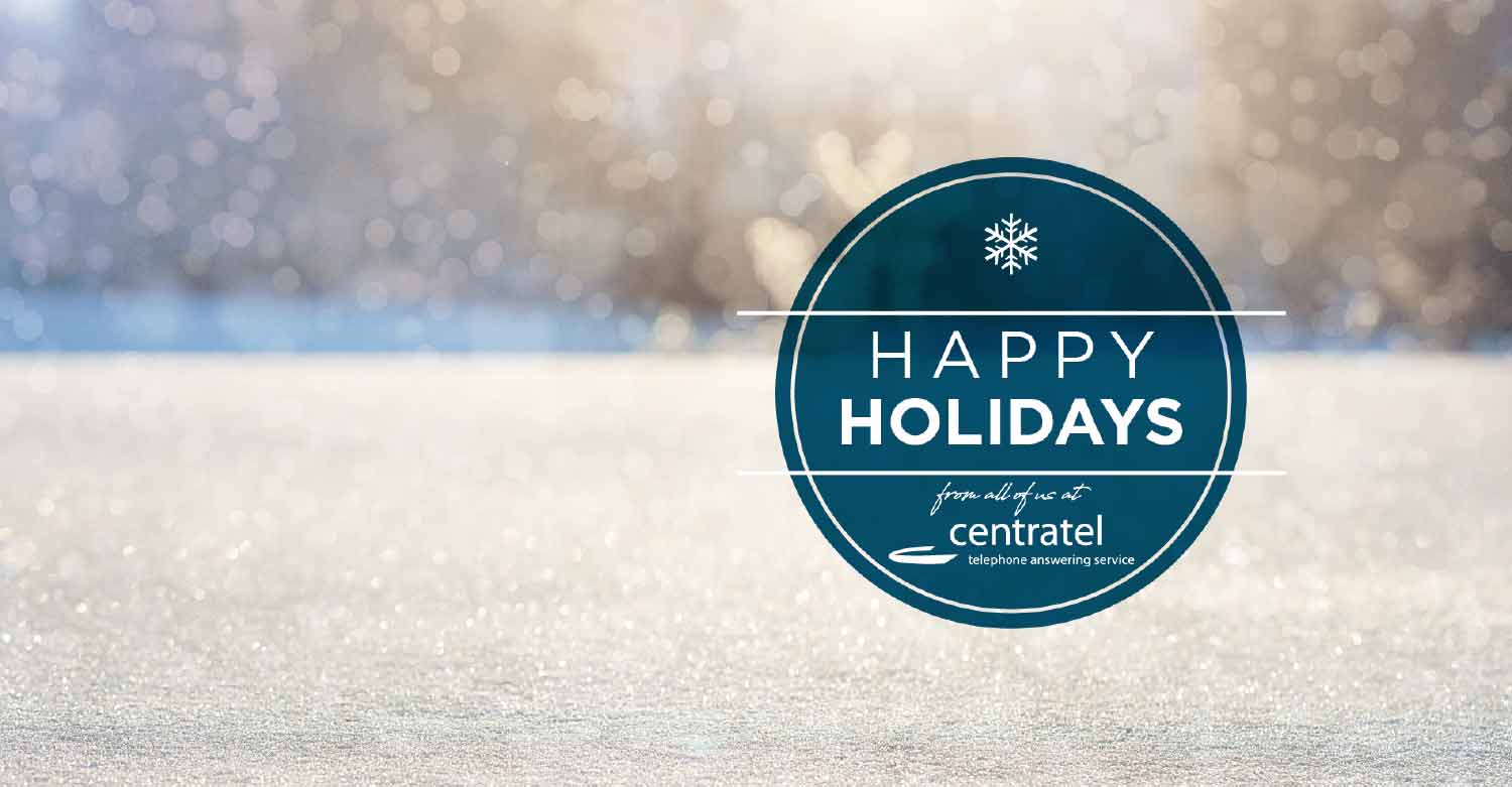 A happy holiday winter season badge from Centratel Telephone Answering Service