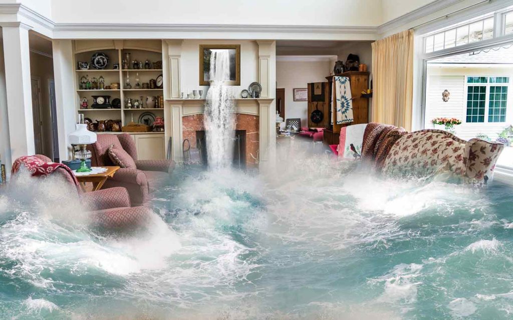 Flooding inside house just before the call to the disaster restoration answering service