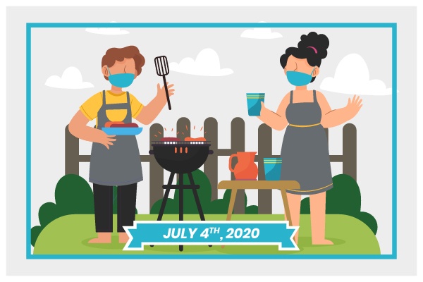 Centratel's BBQ illustration with masks during 4th of July 2020 celebrations