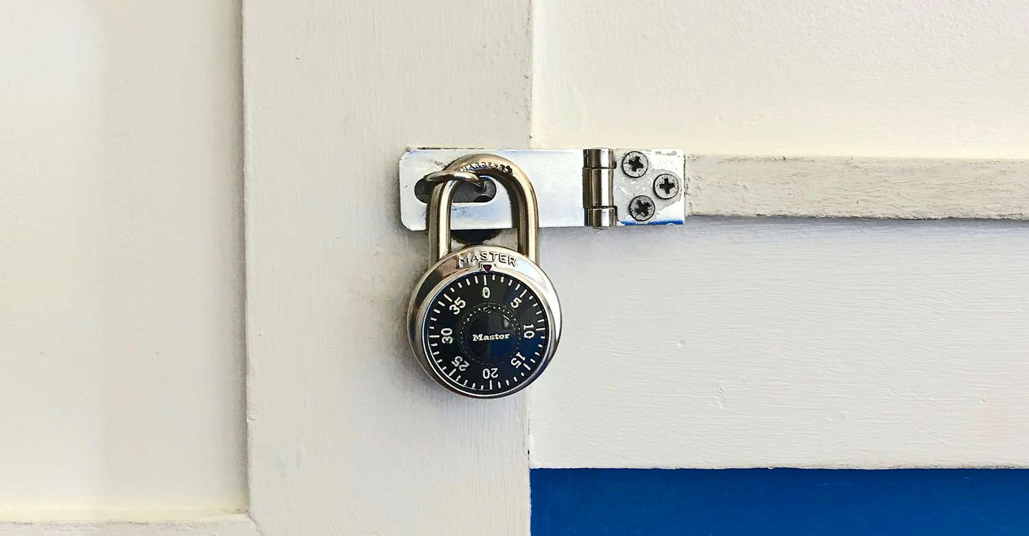 An apartment door locked by a property manager as a consequence of the CDC Eviction Order